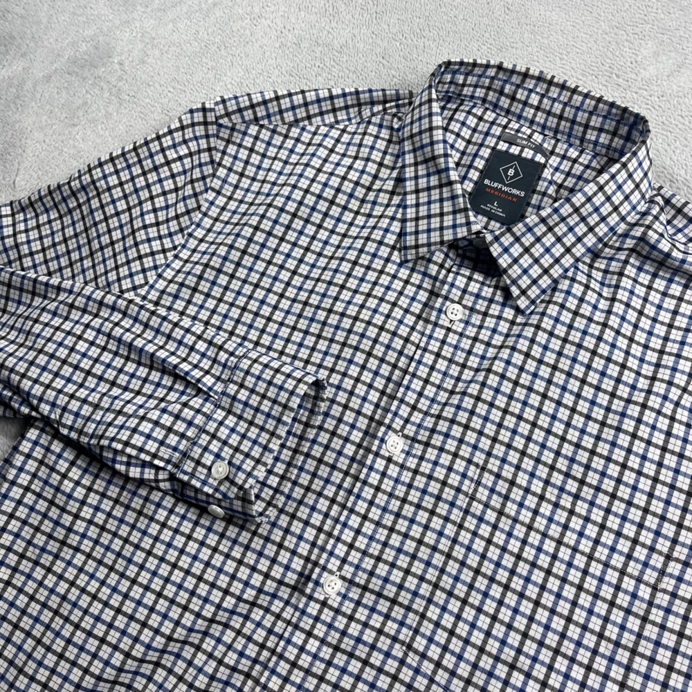 Blue and White Checked Dress Shirt by Club Room